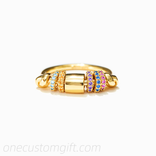 Anti Axiety Fidget Ring With Ziconia Spinners