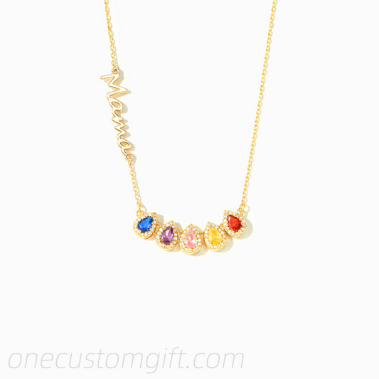 Tears Of Joy 1-14 Teardrop Birthstone Mama/Nana Necklace
