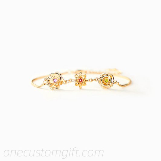 1-10 Three-Dimensional Birth Flowers Bracelet-Christmas/Mother's Day Gift