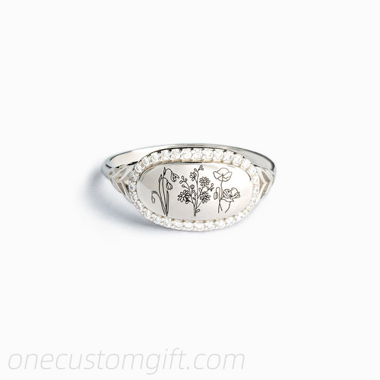 Birth Month Flowers Signature Ring