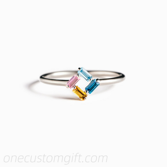 3-6 Baguette Birthstones Ring