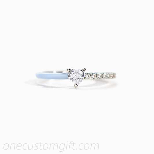 Love Me Until I'm Me Again Heart-Cut Half Enamel Ring