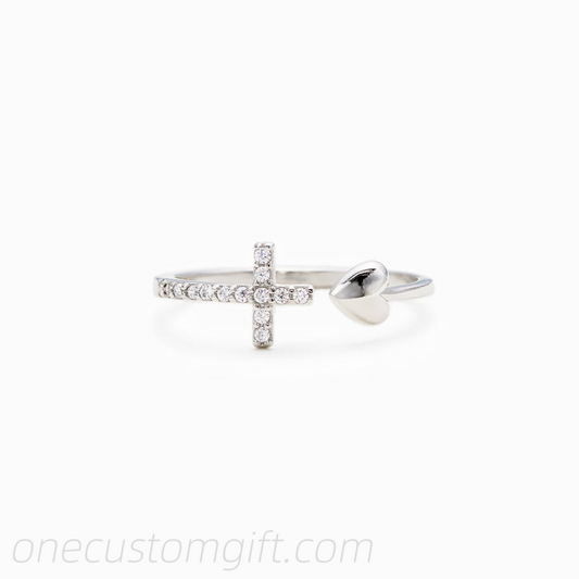 Cross & Heart Ring