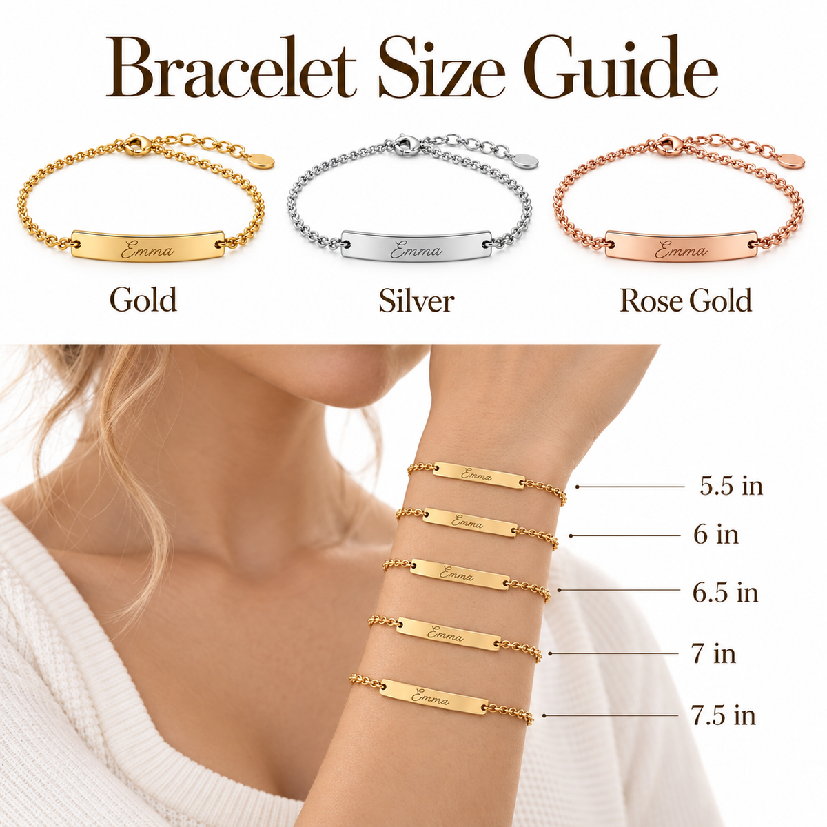 Personalized Bar Bracelet – Custom Name ID Bracelet