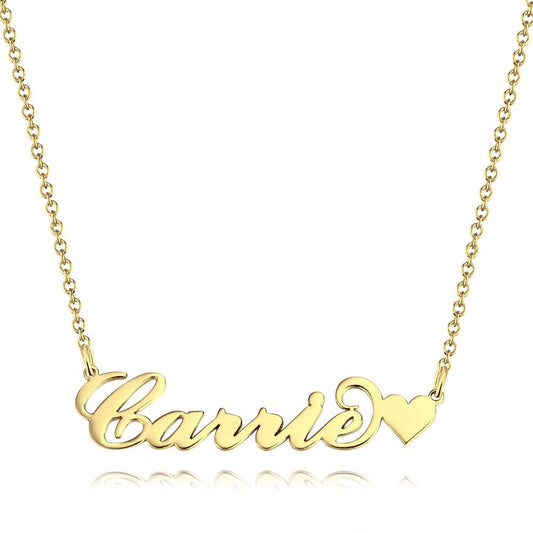 Carrie Style Custom Name Necklace with Little Heart Unique Gift 14K Gold