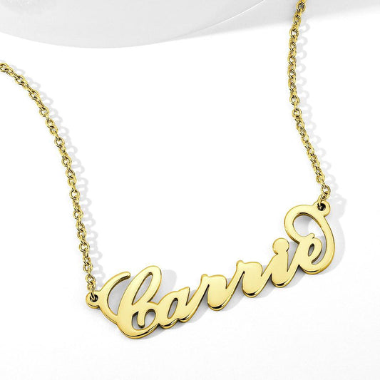 14K Gold Plated Carrie Name Necklace Copper Custom Name Necklace