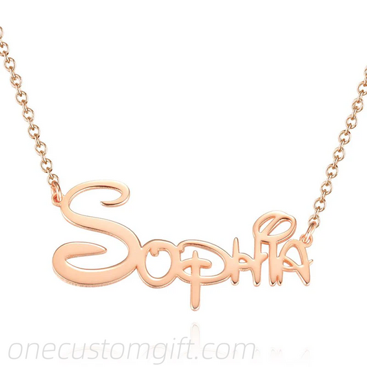 Custom Disney Name Necklace Gift for Her Rose Gold