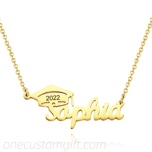 Custom Bachelor Cap Name Necklace Graduation Gifts