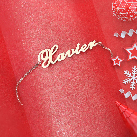 Christmas Gift Custom Name Anklet Copper in Silver For Her