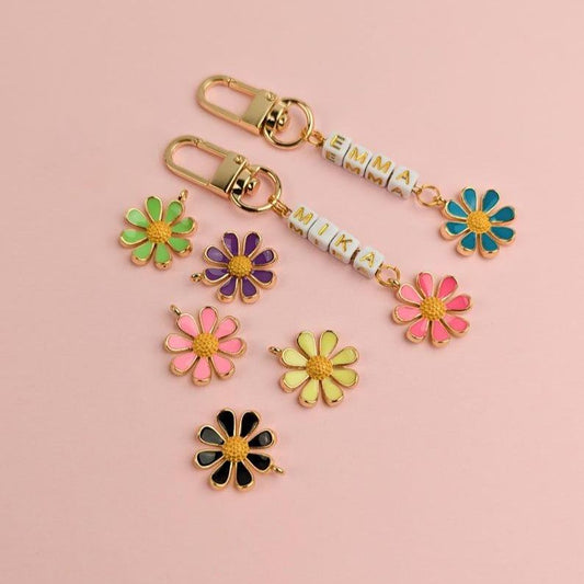 Custom Name Charm for Backpack Personalized Bag Charm with Flower Purse Accessory Customized Bag Decoration Keychain Back to School Gift