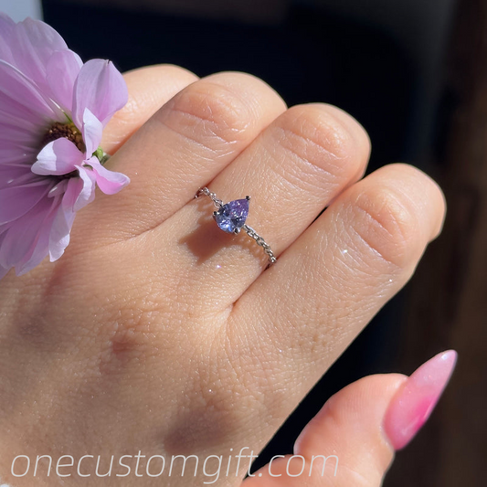 NEW! Dusty Lavender Self-Love Chain Ring- Dainty