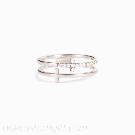 To My Daughter Pray Through It Double Cross Ring