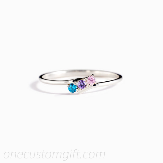 Personalized 1-6 Birthstones Bypass Ring