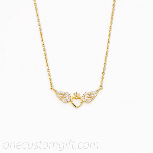Spread Your Wings And Fly Heart And Angel Wings Necklace