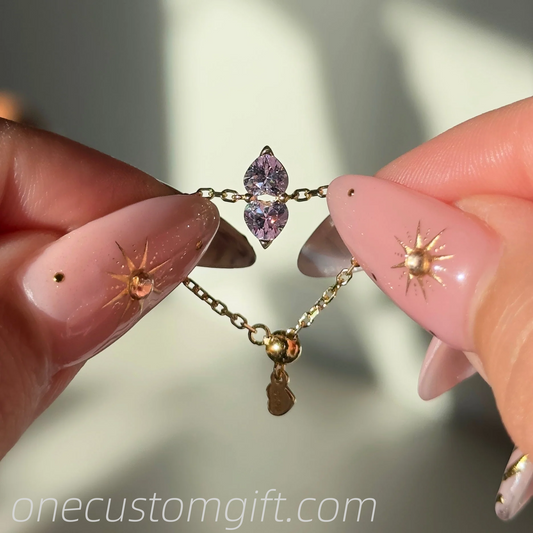 You & Me Heart Chain Ring- Dusty Purple