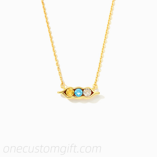 Peas in a Pod 2-6 Birthstones Pea Pod Horizontal Necklace