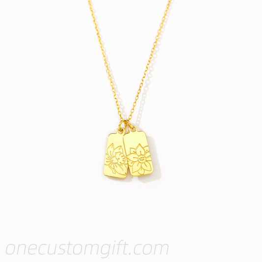 1-6 Birth Flower Disc Necklace