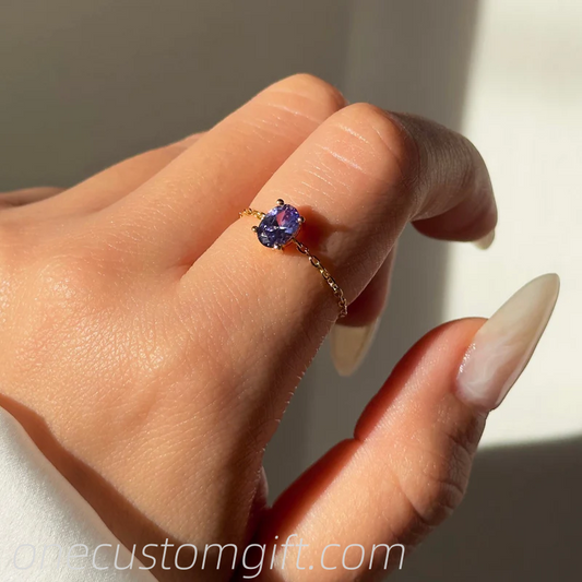 Tanzanite Gold Self-Love Chain Ring