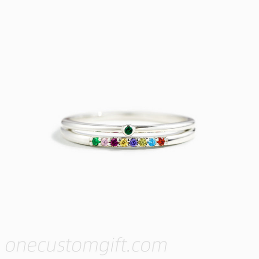 2-9 Birthstones Double Row Ring