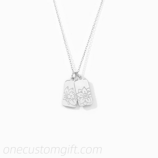 1-6 Birth Flower Disc Necklace