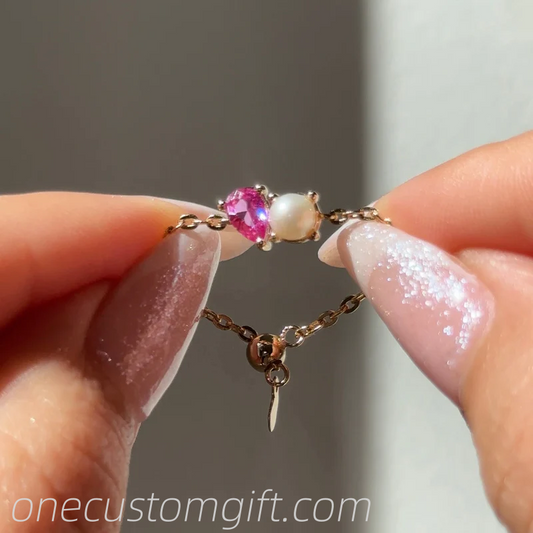 You + Me Pearl Chain Ring