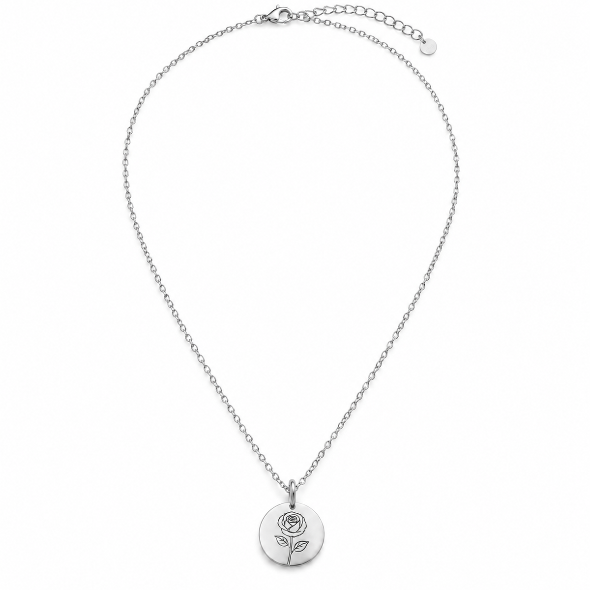Birth Flower Necklace – Personalized Name Engraving