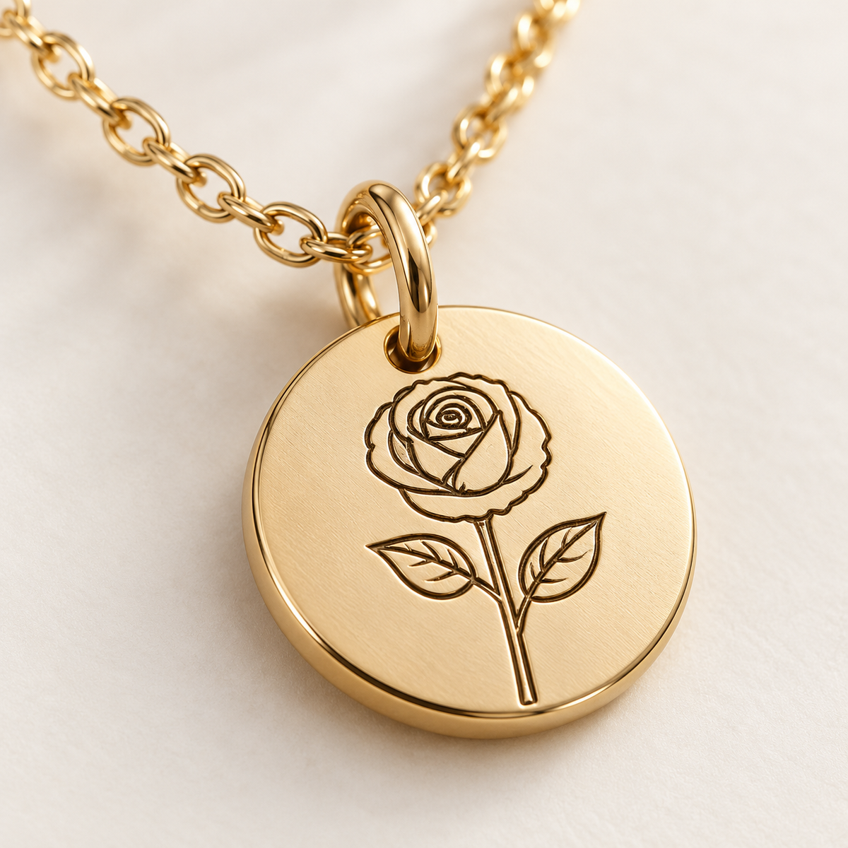 Birth Flower Necklace – Personalized Name Engraving