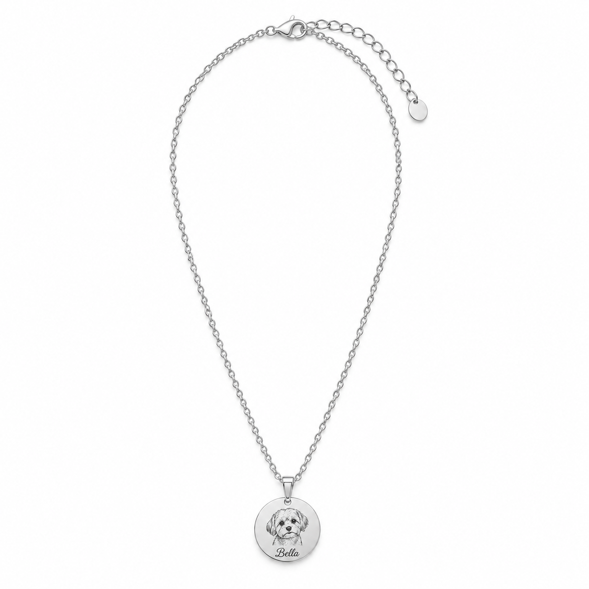 Custom Pet Portrait Necklace – Personalized Name Pendant