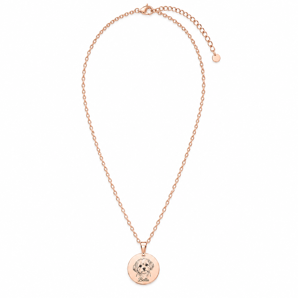 Custom Pet Portrait Necklace – Personalized Name Pendant