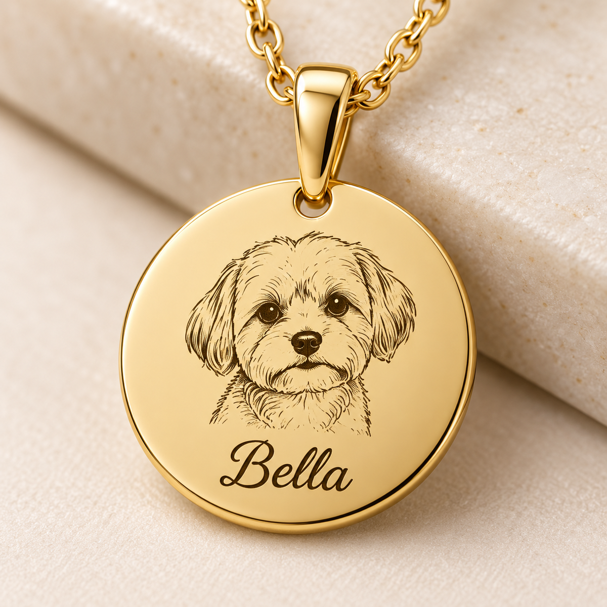 Custom Pet Portrait Necklace – Personalized Name Pendant