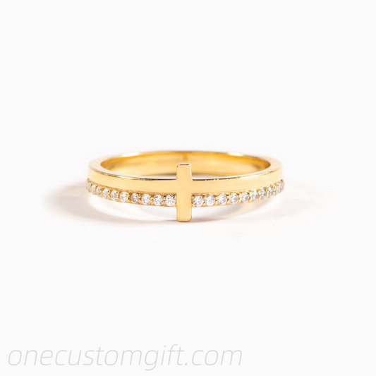 Never Quit Golden Cross Ring