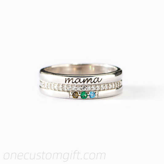 Personalized 1-8 Birthstones Mama Ring