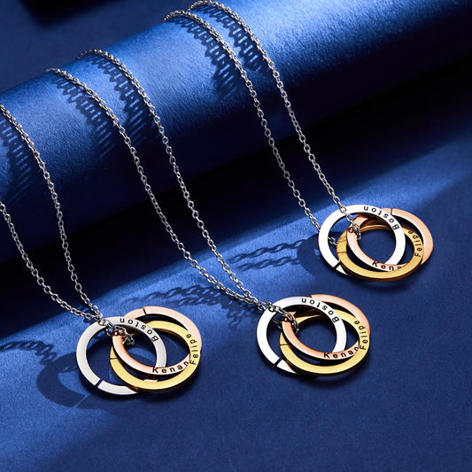 Custom 3 Circle necklace Set Russian Ring Necklace Stainless Steel