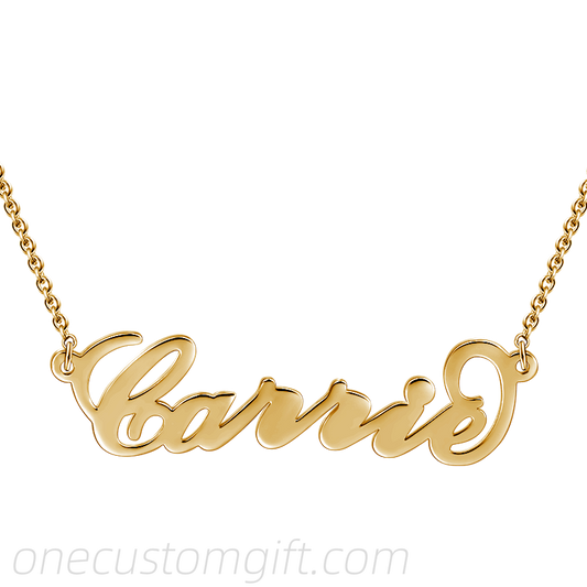 Custom Carrie Style Name Necklace In 14k Gold Plated