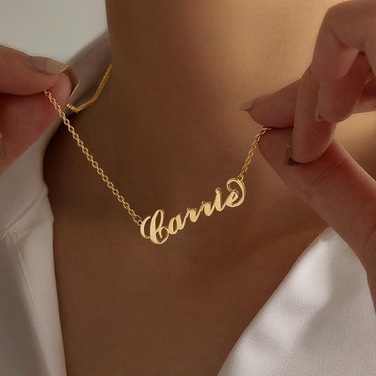 14K Gold Plated Carrie Name Necklace Copper Custom Name Necklace For Her