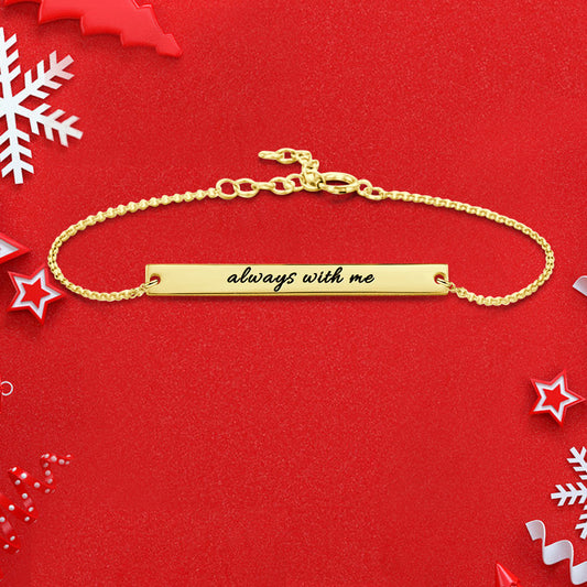 Christmas Gift Custom Bar Engraved Bracelet 14K Gold