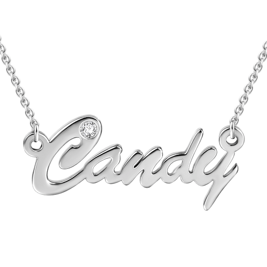 0.02CT Diamond Name Necklace Silver