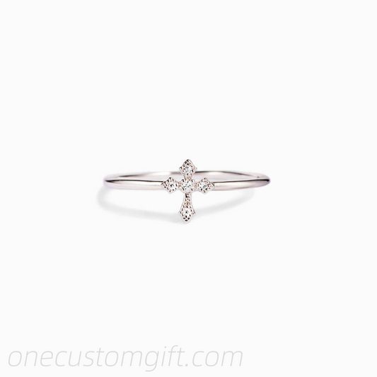 Pray Through It Minimalist Cross Ring
