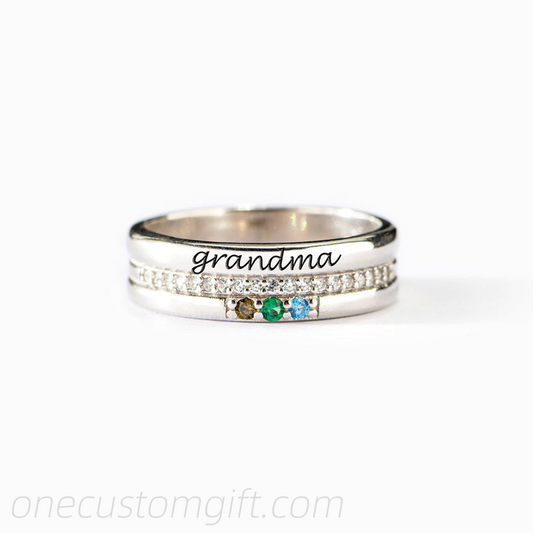 Personalized 1-8 Birthstones Grandma Ring